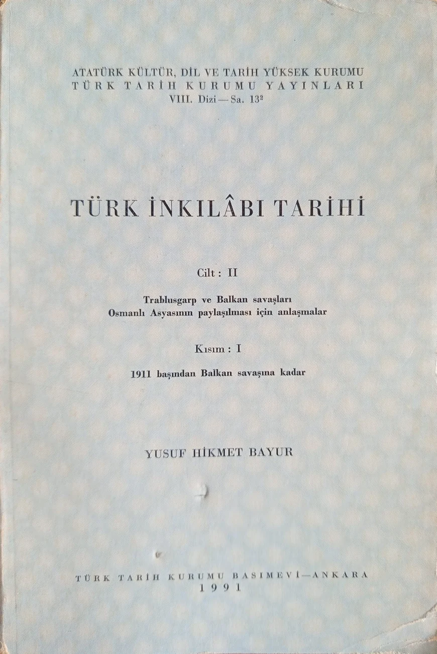 Türk İnkılâbı Tarihi — Türk Tarih Kurumu Yayınları 1991 baskısının kapağı