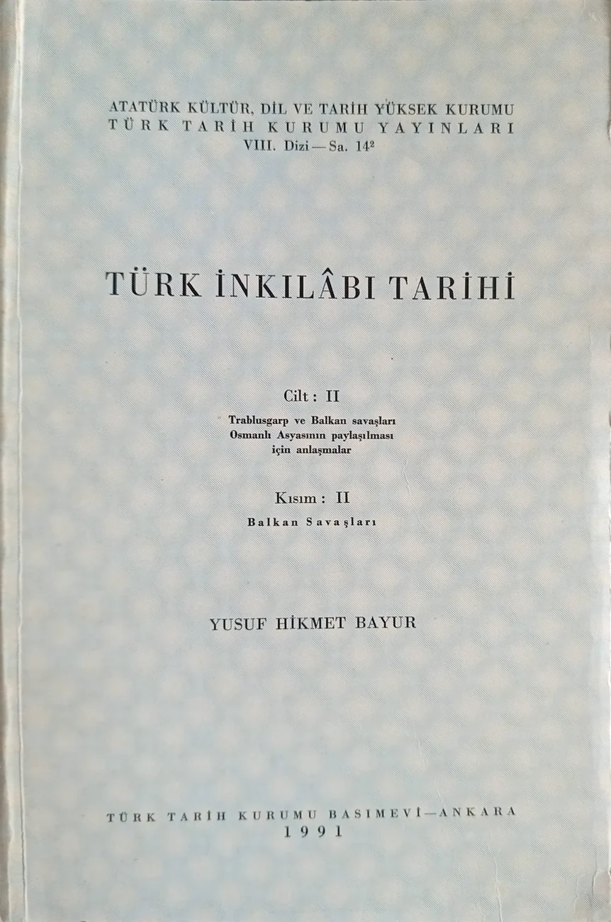 Türk İnkılâbı Tarihi — Türk Tarih Kurumu Yayınları 1991 baskısının kapağı