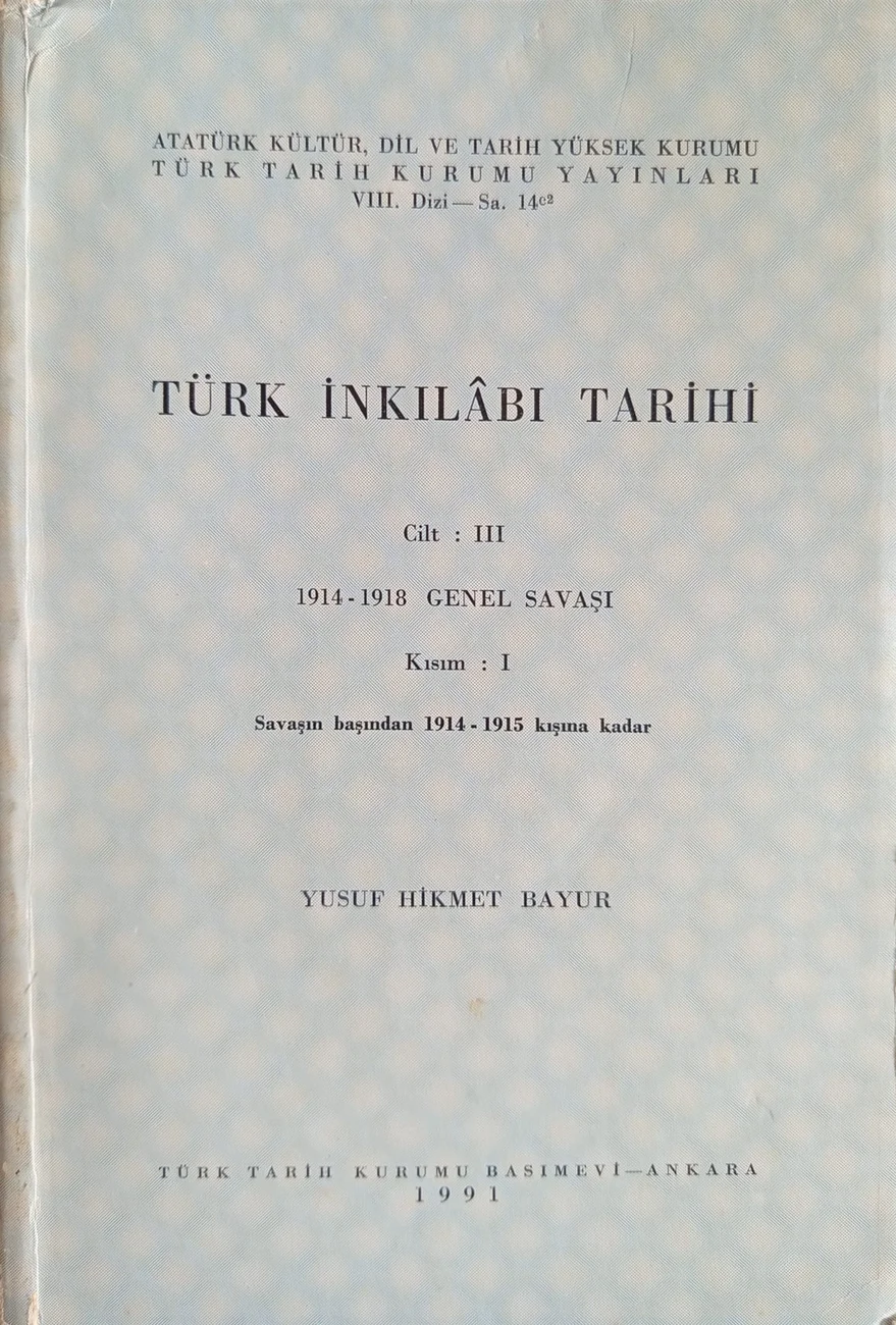 Türk İnkılâbı Tarihi — Türk Tarih Kurumu Yayınları 1991 baskısının kapağı