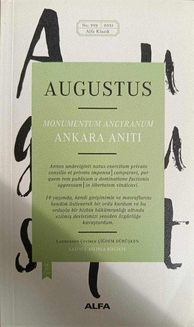 Monumentum Ancyranum — Alfa 2021 baskısının kapağı