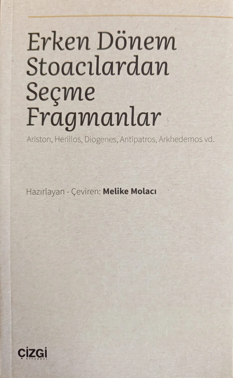 Erken Dönem Stoacılardan Seçme Fragmanlar — Çizgi Kitabevi 2023 baskısının kapağı