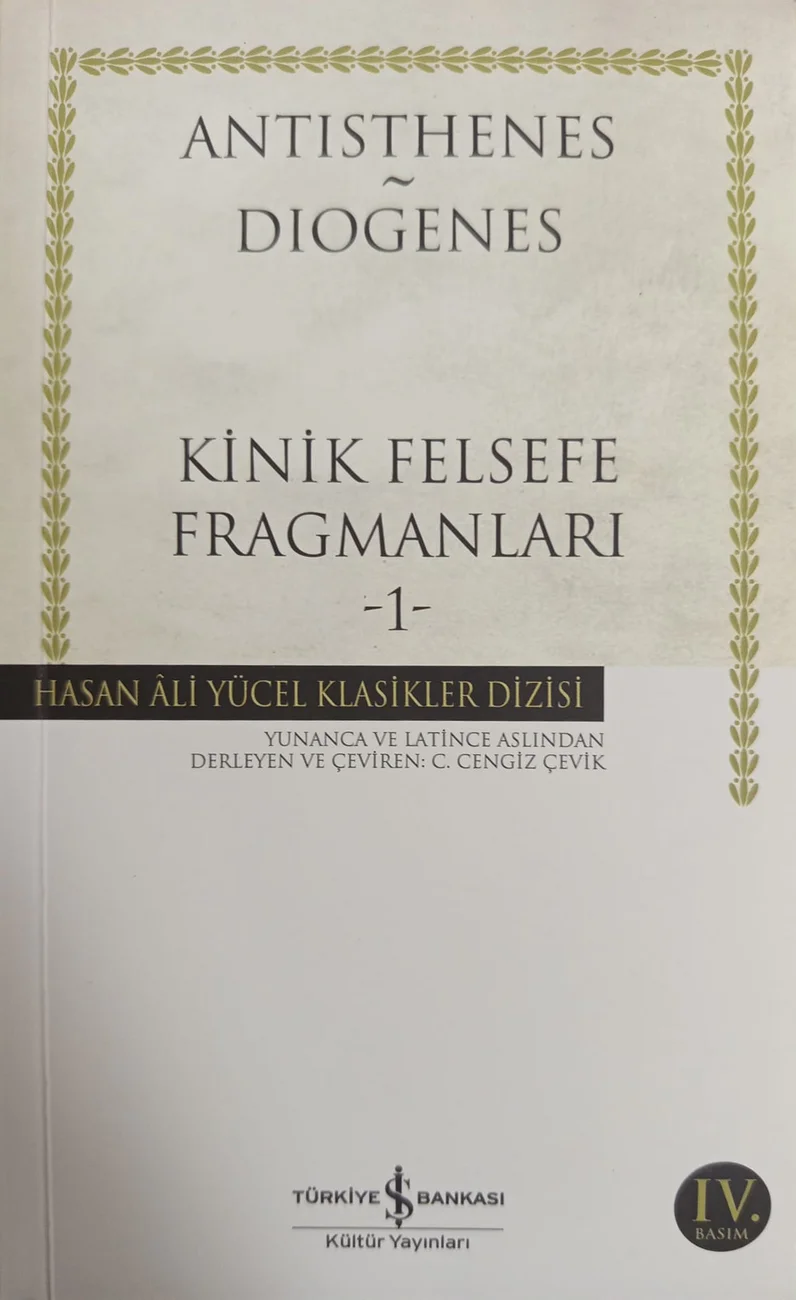 Kinik Felsefe Fragmanları — Türkiye İş Bankası Kültür Yayınları 2024 baskısının kapağı
