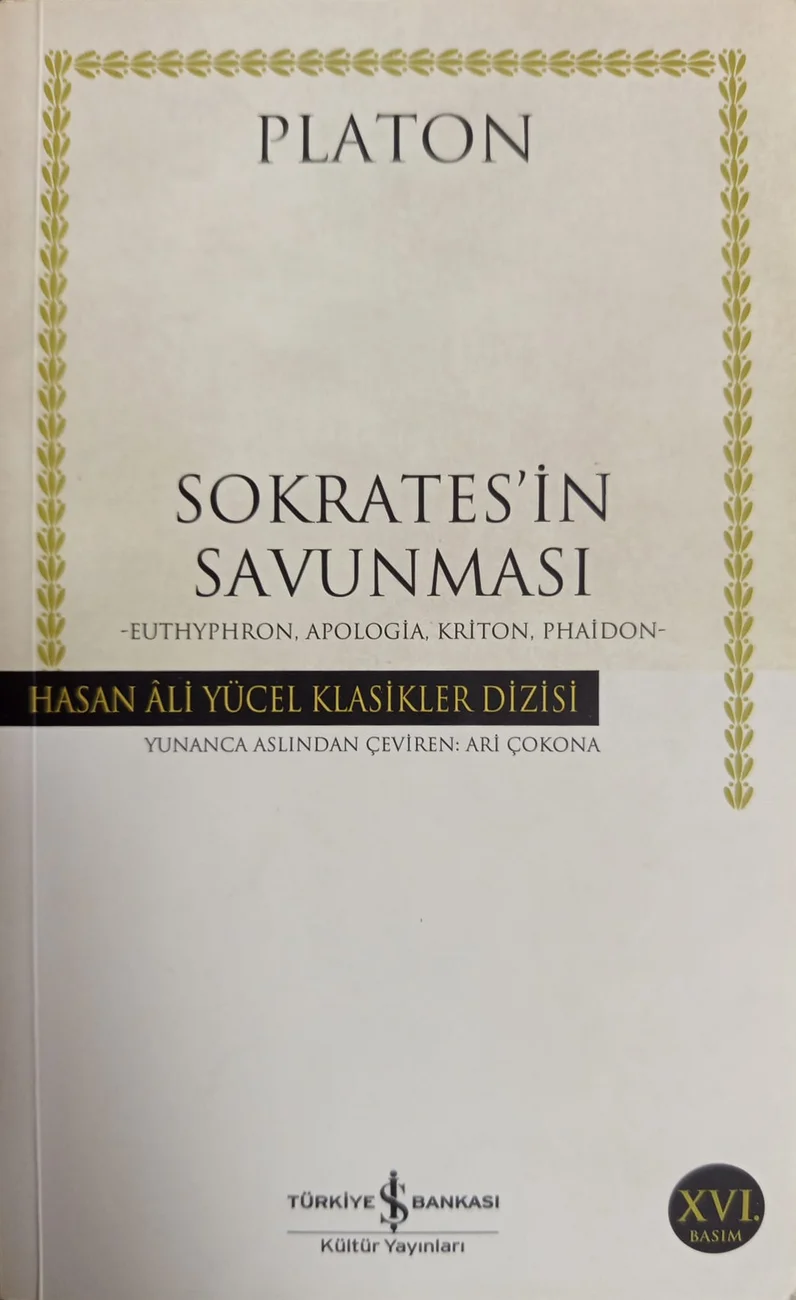 Euthyphron, Sokrates’in Savunması, Kriton, Phaidon — Türkiye İş Bankası Kültür Yayınları 2018 baskısının kapağı