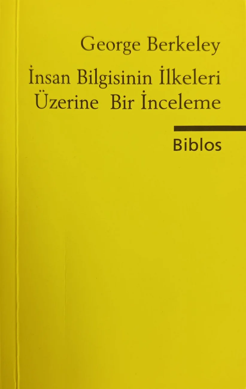 İnsan Bilgisinin İlkeleri Üzerine Bir İnceleme — Biblos Kitabevi 2018 baskısının kapağı