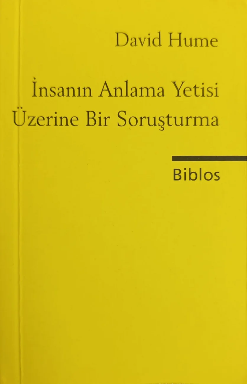 İnsanın Anlama Yetisi Üzerine Bir Soruşturma — Biblos Kitabevi 2018 baskısının kapağı