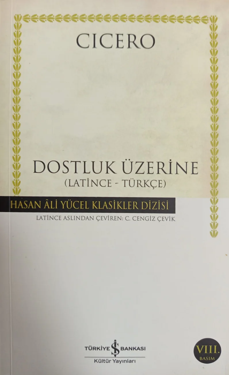 Dostluk Üzerine — Türkiye İş Bankası Kültür Yayınları 2022 baskısının kapağı