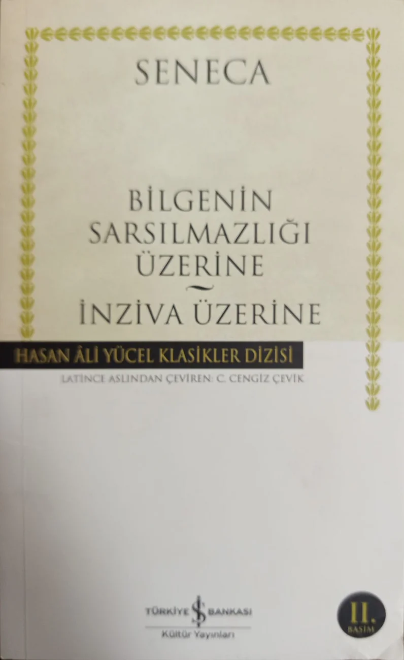 Bilgenin Sarsılmazlığı Üzerine — İnziva Üzerine — Türkiye İş Bankası Kültür Yayınları 2018 baskısının kapağı