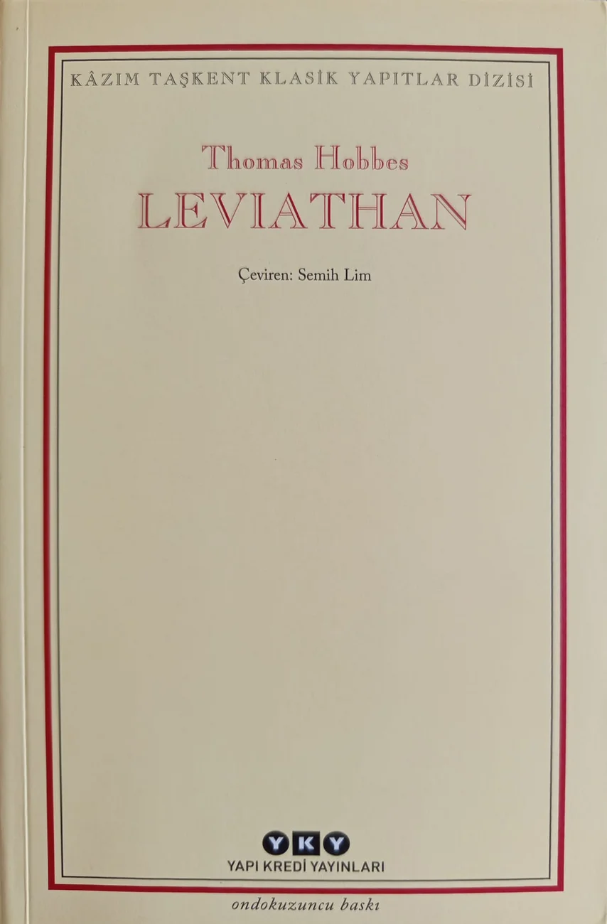 Leviathan veya Bir Din ve Dünya Devletinin İçeriği, Biçimi ve Kudreti — Yapı Kredi Yayınları 2019 baskısının kapağı