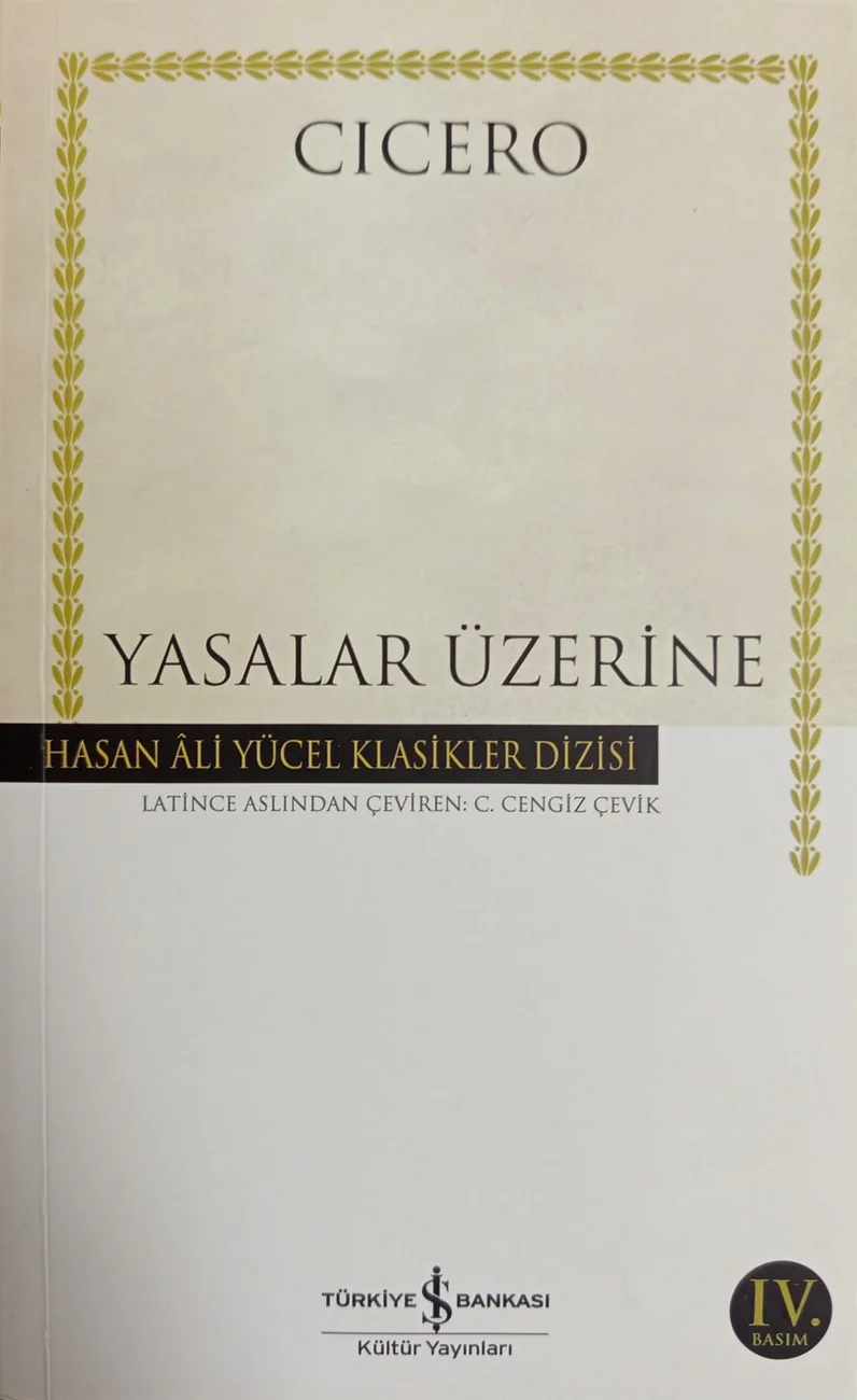 Yasalar Üzerine — Türkiye İş Bankası Kültür Yayınları 2019 baskısının kapağı