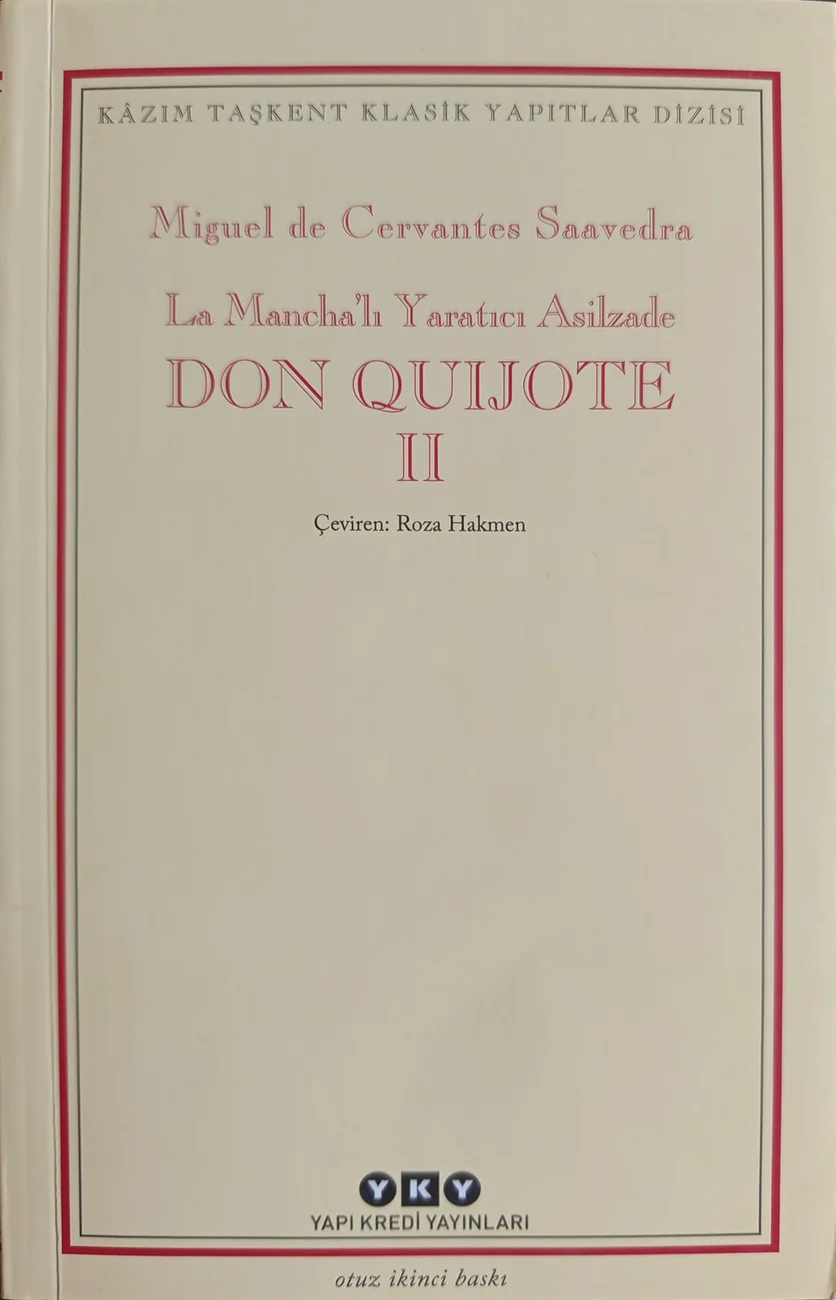 La Mancha’lı Yaratıcı Asilzade Don Quijote II — Yapı Kredi Yayınları 2020 baskısının kapağı