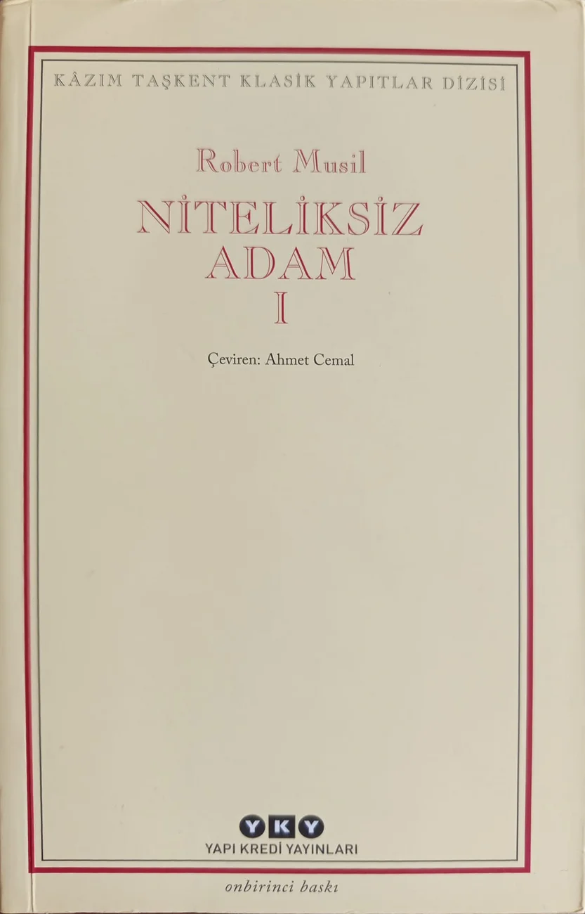 Niteliksiz Adam I — Yapı Kredi Yayınları 2018 baskısının kapağı