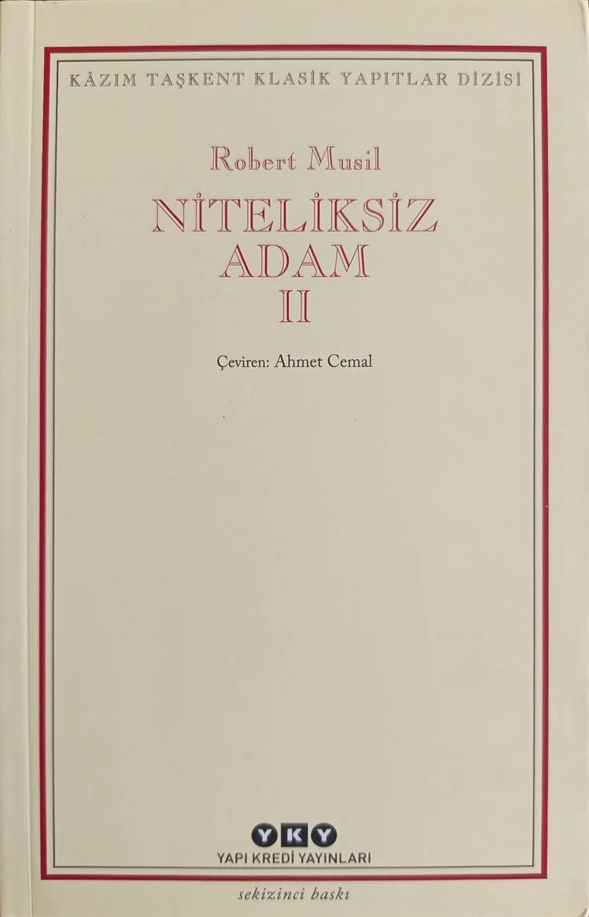 Niteliksiz Adam II — Yapı Kredi Yayınları 2018 baskısının kapağı