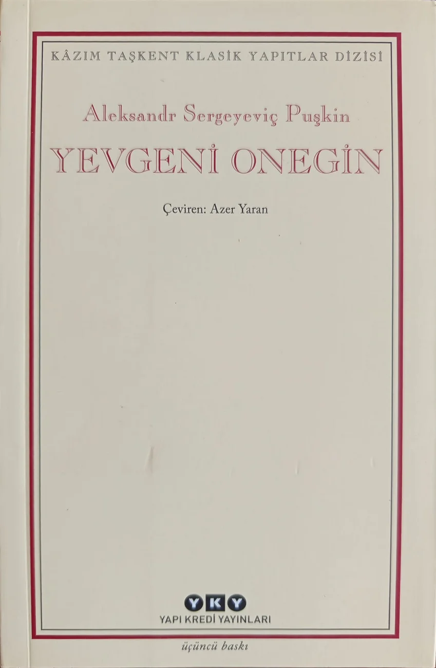 Yevgeni Onegin — Yapı Kredi Yayınları 2017 baskısının kapağı