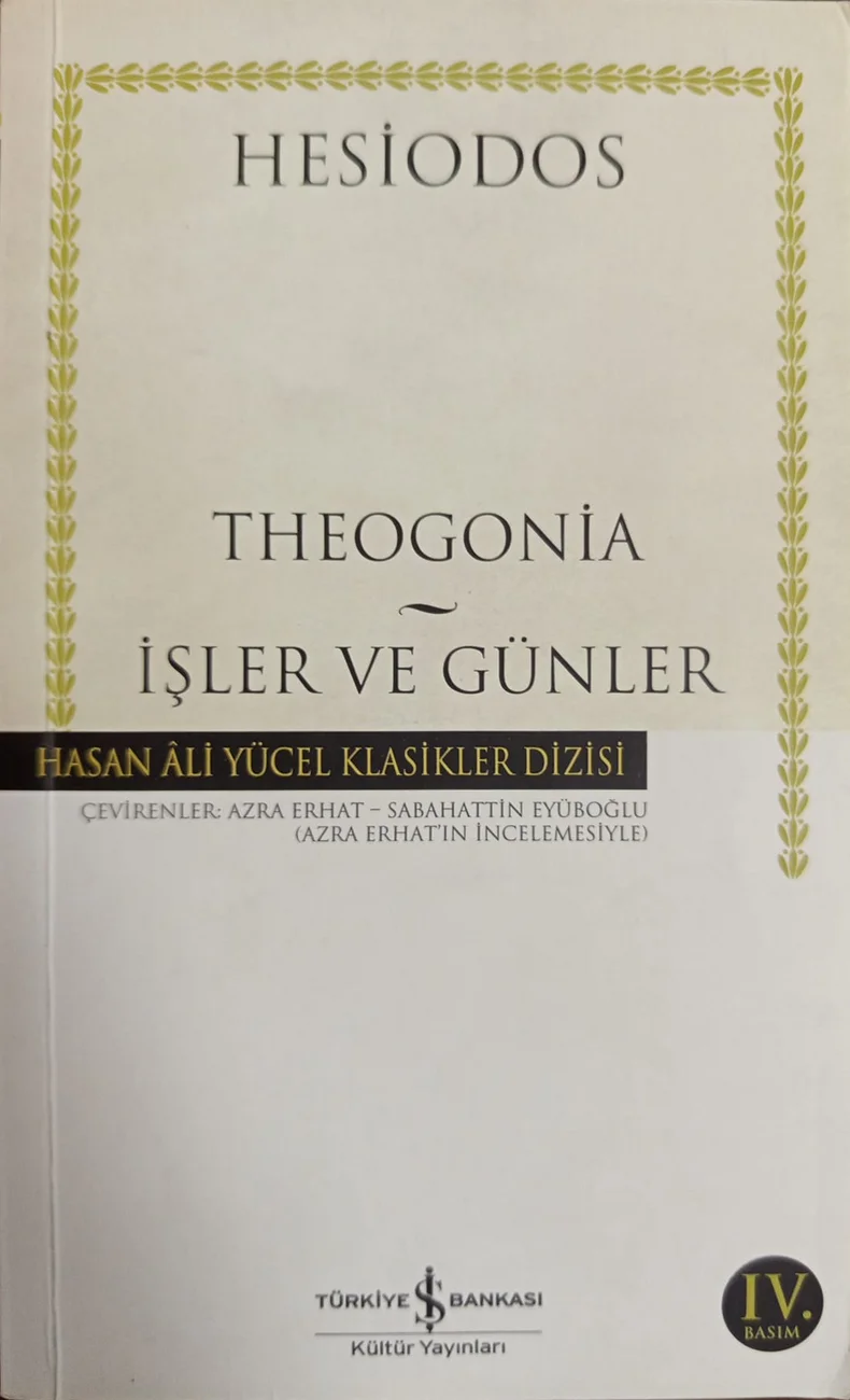 Theogonia — İşler ve Günler — Türkiye İş Bankası Kültür Yayınları 2018 baskısının kapağı