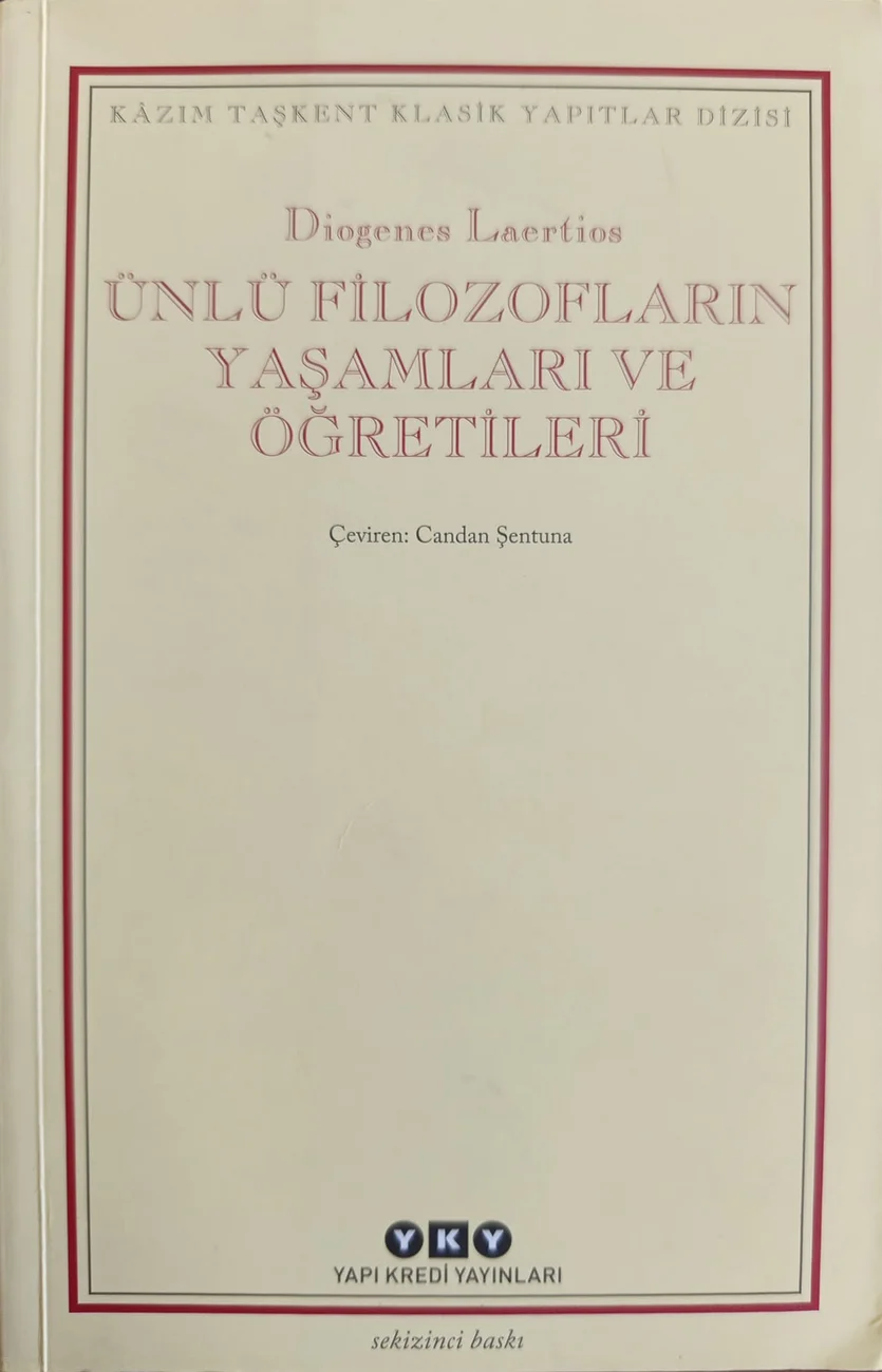 Ünlü Filozofların Yaşamları ve Öğretileri — Yapı Kredi Yayınları 2019 baskısının kapağı