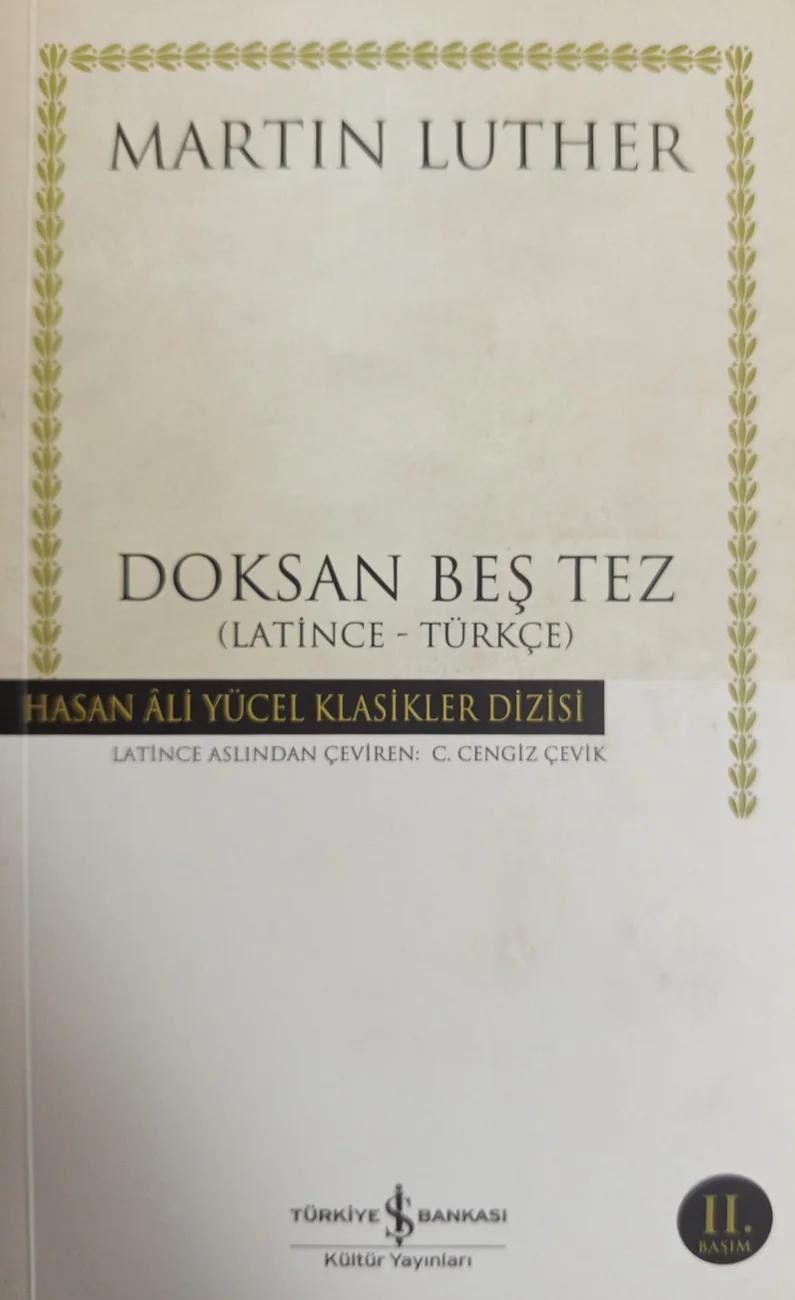 Doksan Beş Tez — Türkiye İş Bankası Kültür Yayınları 2018 baskısının kapağı